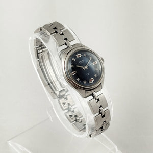 I Like Mikes Mid Century Modern Watches Seiko Salvia Men's Watch, Navy Dial with Red and Silver Tone Details, Bracelet Strap