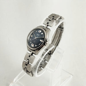 I Like Mikes Mid Century Modern Watches Seiko Salvia Men's Watch, Navy Dial with Red and Silver Tone Details, Bracelet Strap