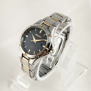 I Like Mikes Mid Century Modern Watches Seiko Solar 100 M Watch, Black Dial, Bracelet Strap