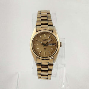I Like Mikes Mid Century Modern Watches Seiko Unisex All Gold Tone Watch, Date Window, Gold Dial, Bracelet Strap