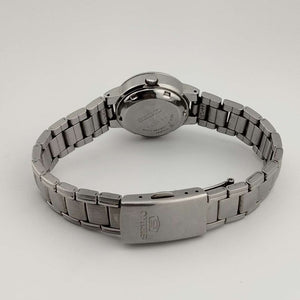 I Like Mikes Mid Century Modern Watches Seiko Unisex, Automatic, Date and Day, Silver Tone Watch, Black Dial, Bracelet Strap