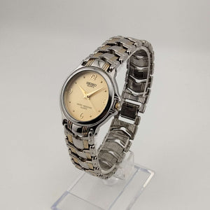 I Like Mikes Mid Century Modern Watches Seiko Unisex Gold and Silver Tone Watch, Circular Dial, Bracelet Strap