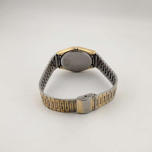 I Like Mikes Mid Century Modern Watches Seiko Unisex Gold Tone Quartz Watch, Circular Dial, Date and Day Window, Adjustable Link Strap