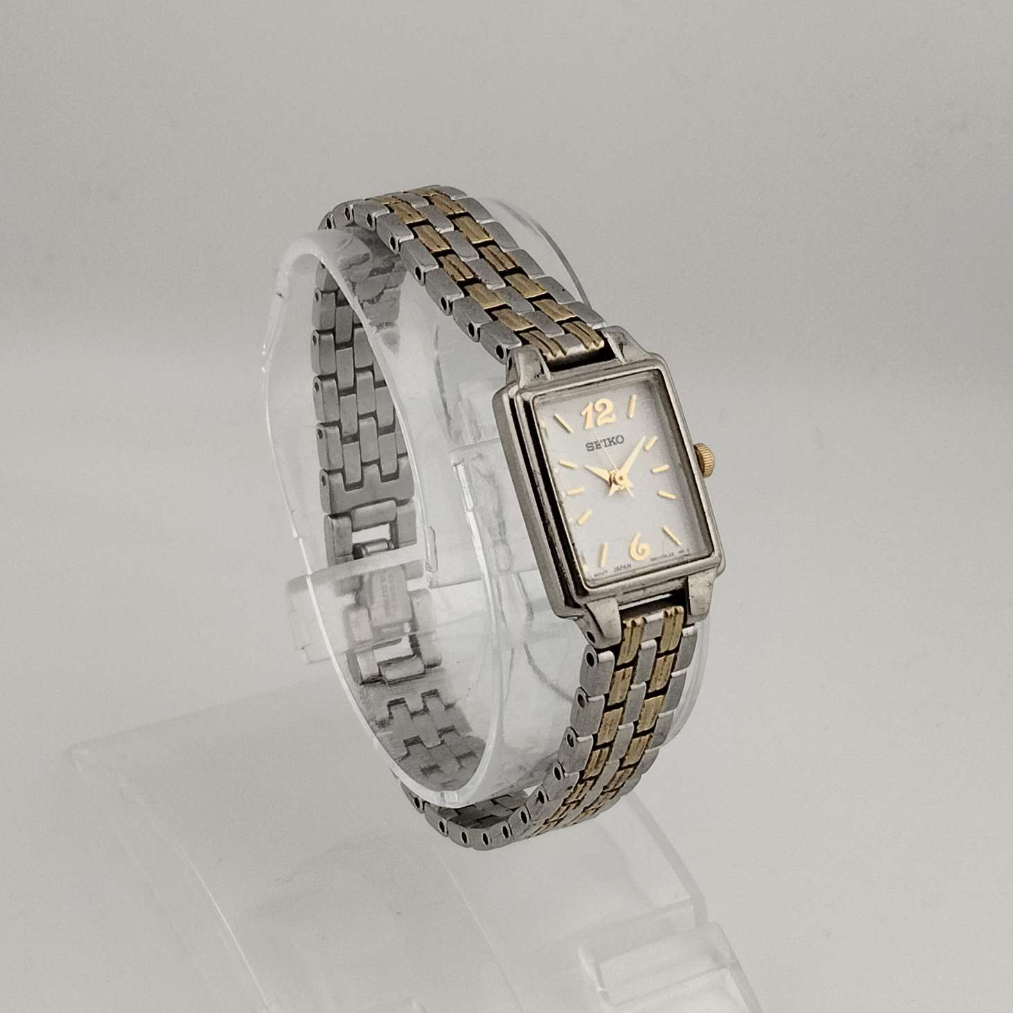 Seiko Unisex Mixed Metal Watch, Rectangular White Dial  display picture 2