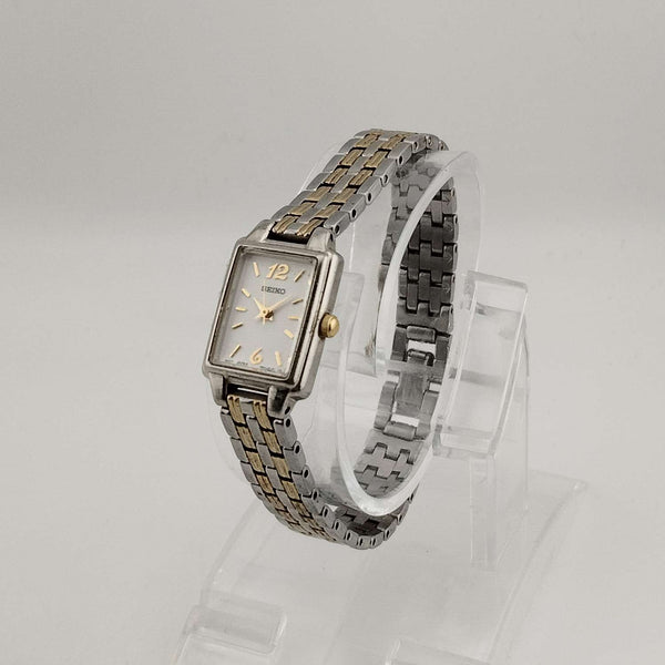 Seiko Ladies Watch Unique Two-Tone Bracelet White Rectangular Dial SWR087 main image 4
