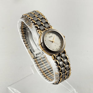 I Like Mikes Mid Century Modern Watches Seiko Unisex Silver and Gold Tone Watch, Bracelet Strap