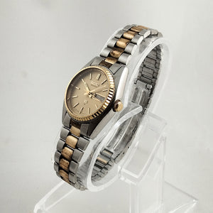 I Like Mikes Mid Century Modern Watches Seiko Unisex Silver and Gold Tone Watch, Gold Tone Dial, Bracelet Strap