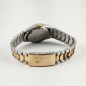 I Like Mikes Mid Century Modern Watches Seiko Unisex Silver and Gold Tone Watch, Gold Tone Dial, Bracelet Strap