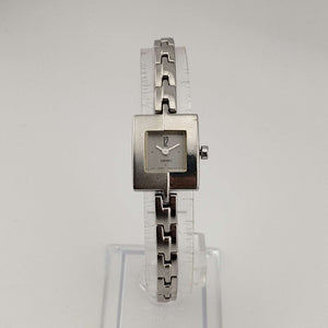 I Like Mikes Mid Century Modern Watches Seiko Unisex Silver Tone Watch, Unique Square Dial, Link Bracelet Strap