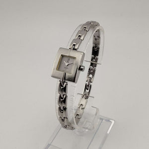 I Like Mikes Mid Century Modern Watches Seiko Unisex Silver Tone Watch, Unique Square Dial, Link Bracelet Strap