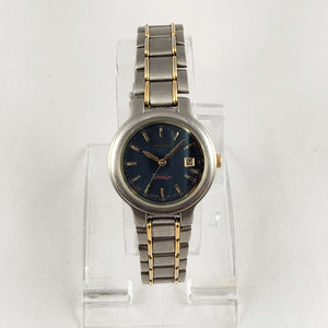 I Like Mikes Mid Century Modern Watches Seiko Unisex Watch, Black Dial, Silver Tone Bracelet Strap