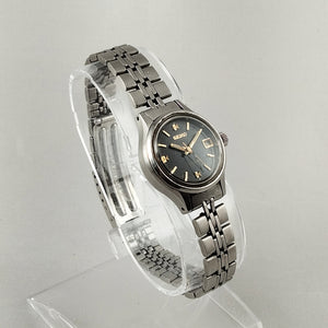 I Like Mikes Mid Century Modern Watches Seiko Unisex Watch, Black Dial with Faceted Hour Markers, Automatic, Bracelet Strap