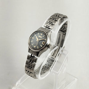I Like Mikes Mid Century Modern Watches Seiko Unisex Watch, Black Dial with Faceted Hour Markers, Automatic, Bracelet Strap