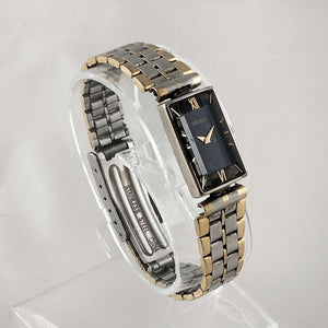 I Like Mikes Mid Century Modern Watches Seiko Unisex Watch, Navy Rectangular Dial, Beveled Crystal, Bracelet Strap