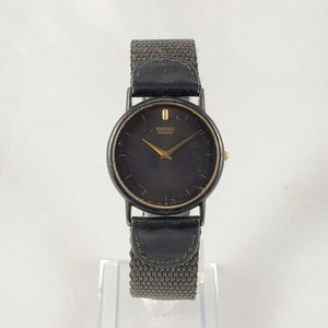 I Like Mikes Mid Century Modern Watches Seiko Watch, Black Dial, Leather and Fabric Strap