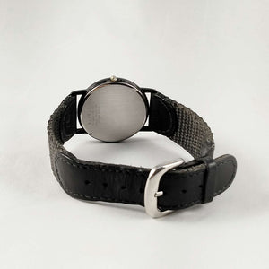 I Like Mikes Mid Century Modern Watches Seiko Watch, Black Dial, Leather and Fabric Strap