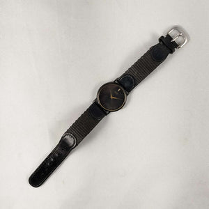 I Like Mikes Mid Century Modern Watches Seiko Watch, Black Dial, Leather and Fabric Strap