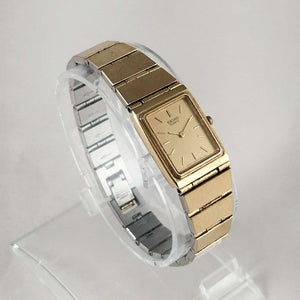 I Like Mikes Mid Century Modern Watches Seiko Watch, Gold Tone, Rectangular Dial, Flat Link Strap