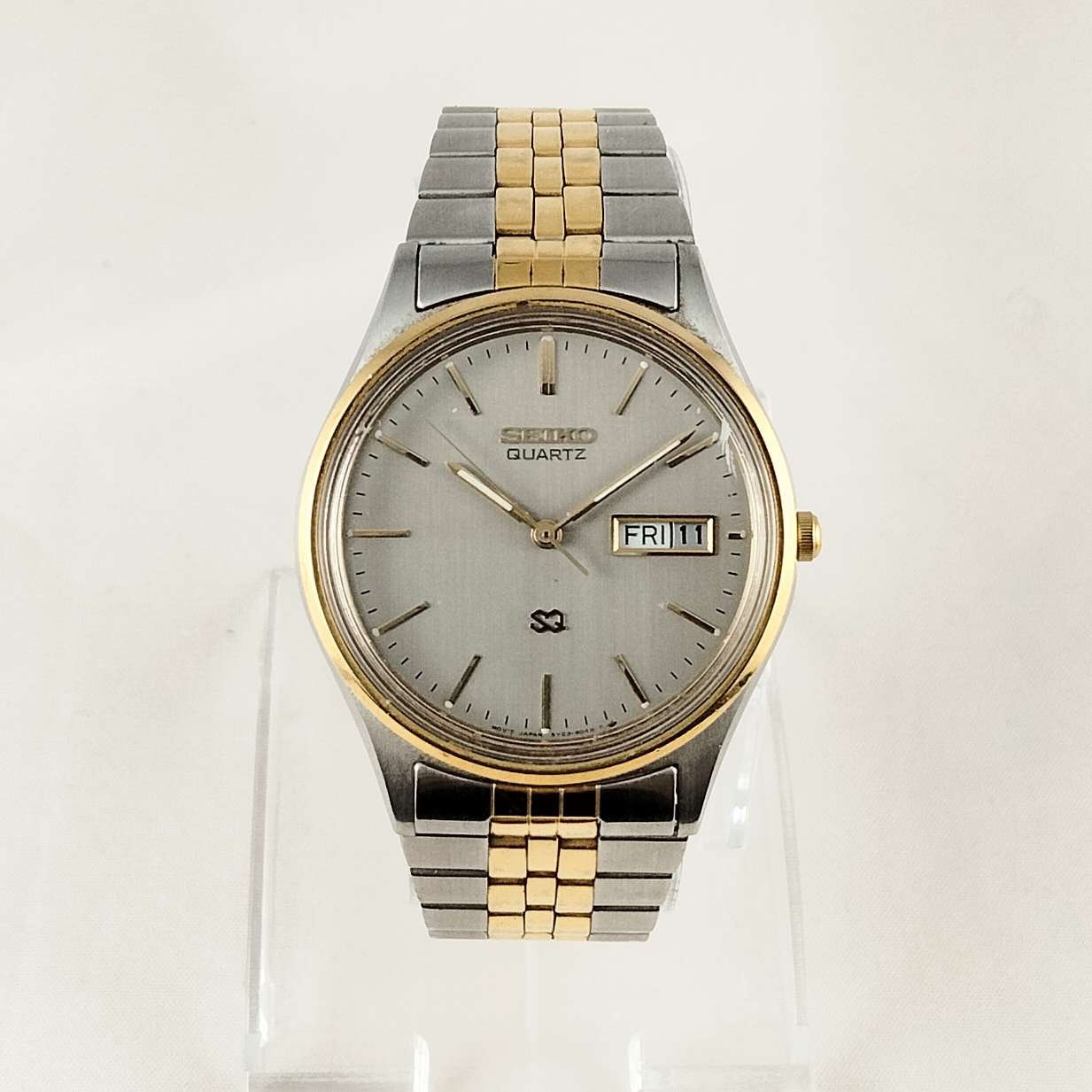 I Like Mikes Mid Century Modern Watches Seiko Watch, Gray Dial, Gold Tone Details, Bracelet Strap