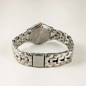 I Like Mikes Mid Century Modern Watches Seiko Watch, White Dial and Gold Tone Details, Bracelet Strap