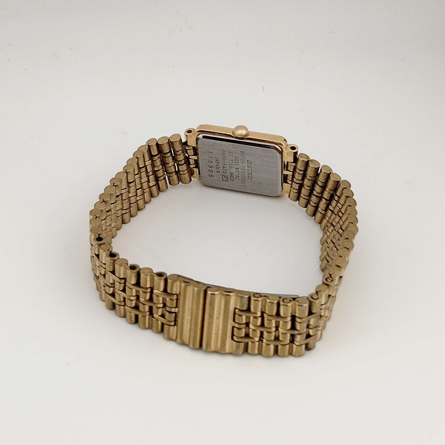 Seiko Quartz Ladies Watch Gold Tone Rectangle Case Textured Band 387034 Vintage Seiko Women main image 2