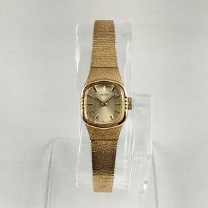 I Like Mikes Mid Century Modern Watches Seiko Women's All Gold Tone Watch, Bezel Details, Raised Hour Markers
