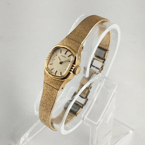 I Like Mikes Mid Century Modern Watches Seiko Women's All Gold Tone Watch, Bezel Details, Raised Hour Markers