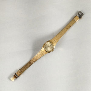 I Like Mikes Mid Century Modern Watches Seiko Women's All Gold Tone Watch, Bezel Details, Raised Hour Markers