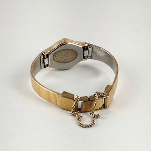 I Like Mikes Mid Century Modern Watches Seiko Women's All Gold Tone Watch, Gem Hour Markers