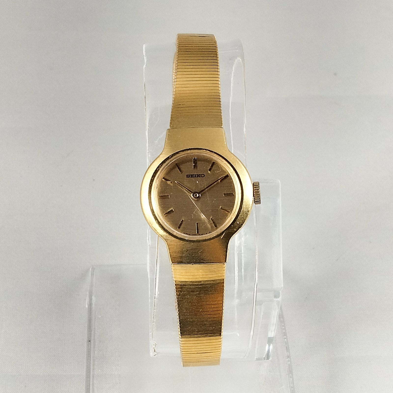 I Like Mikes Mid Century Modern Watches Seiko Women's All Gold Tone Watch, Mesh Link Strap