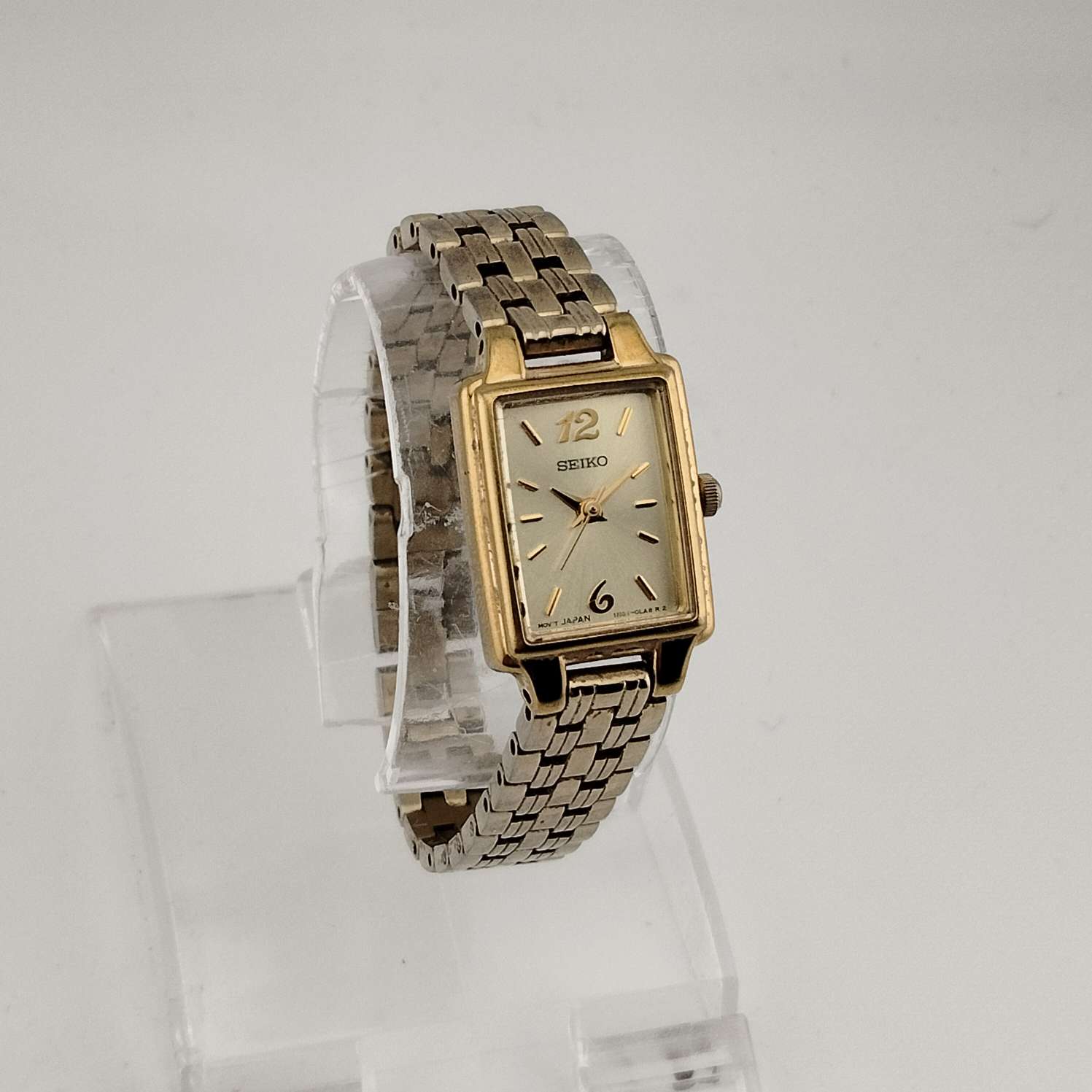 Seiko Women's All Gold Tone Watch, Rectangular Dial, Stylistic Font De - I Like Mikes Mid Century Modern Seiko Women's All Gold Tone Watch, Rectangular Dial, Stylistic Font De - I Like Mikes Mid Century Modern