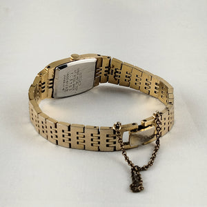 I Like Mikes Mid Century Modern Watches Seiko Women's All Gold Tone Watch, Rectangular Face