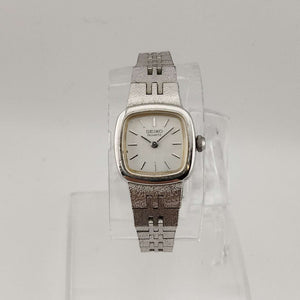 I Like Mikes Mid Century Modern Watches Seiko Women's All Silver Tone Quartz Watch, Rounded Square Dial, Bracelet Strap