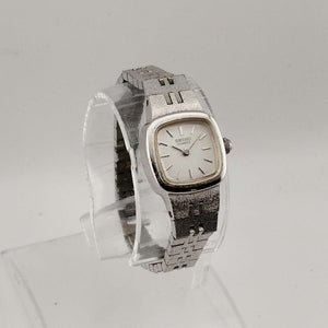 I Like Mikes Mid Century Modern Watches Seiko Women's All Silver Tone Quartz Watch, Rounded Square Dial, Bracelet Strap