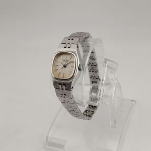 I Like Mikes Mid Century Modern Watches Seiko Women's All Silver Tone Quartz Watch, White Round Dial, Bracelet Strap