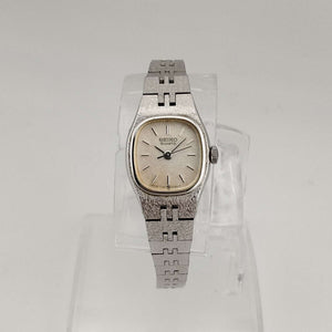 I Like Mikes Mid Century Modern Watches Seiko Women's All Silver Tone Quartz Watch, White Round Dial, Bracelet Strap