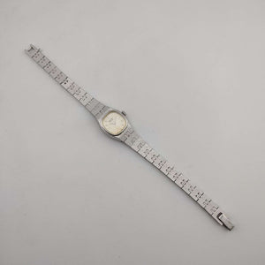 I Like Mikes Mid Century Modern Watches Seiko Women's All Silver Tone Quartz Watch, White Round Dial, Bracelet Strap