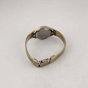 I Like Mikes Mid Century Modern Watches Seiko Women's Gold Tone Quartz Watch, Horizontal Oval Dial, Bracelet Strap