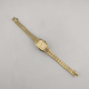 I Like Mikes Mid Century Modern Watches Seiko Women's Gold Tone Quartz Watch, Rectangular Dial, Bracelet Strap