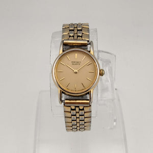 I Like Mikes Mid Century Modern Watches Seiko Women's Gold Tone Quartz Watch, Round Dial, Bracelet Strap
