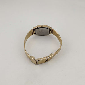 I Like Mikes Mid Century Modern Watches Seiko Women's Gold Tone Quartz Watch, Rounded Rectangular Dial, Bracelet Strap