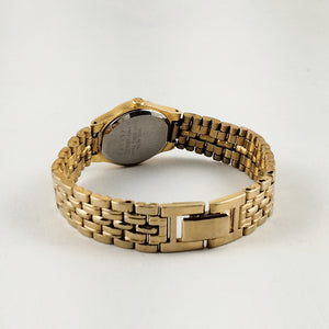 I Like Mikes Mid Century Modern Watches Seiko Women's Gold Tone Watch, Black Dial, Bracelet Strap