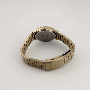 I Like Mikes Mid Century Modern Watches Seiko Women's Gold Tone Watch, Circular Dial, Date Window, Bracelet Strap