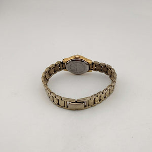 I Like Mikes Mid Century Modern Watches Seiko Women's Gold Tone Watch, Circular Dial with Inner Gold Circle Detail, Bracelet Strap