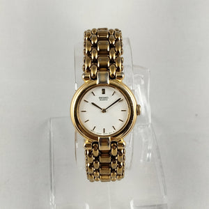 I Like Mikes Mid Century Modern Watches Seiko Women's Gold Tone Watch, White Dial, Bracelet Strap