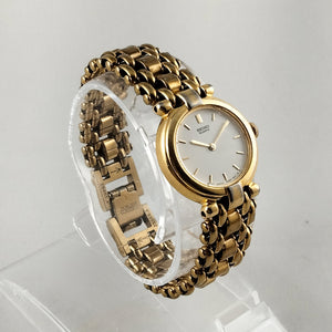 I Like Mikes Mid Century Modern Watches Seiko Women's Gold Tone Watch, White Dial, Bracelet Strap