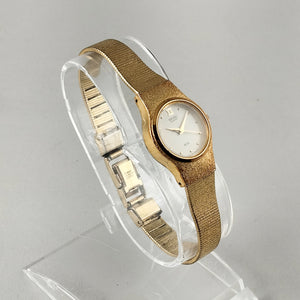 I Like Mikes Mid Century Modern Watches Seiko Women's Gold Tone Watch, White Dial, Dot Hour Markers