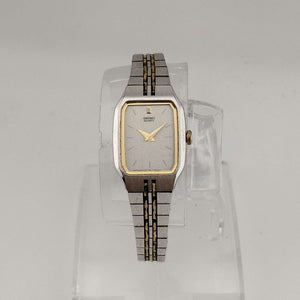 I Like Mikes Mid Century Modern Watches Seiko Women's Mixed Metal Tone Quartz Watch, Rectangular Dial, Bracelet Strap 1