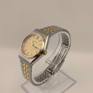 I Like Mikes Mid Century Modern Watches Seiko Women's Mixed Metal Watch, Round Dial, Date and Day Window, Bracelet Strap