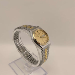 I Like Mikes Mid Century Modern Watches Seiko Women's Mixed Metal Watch, Round Dial, Date and Day Window, Bracelet Strap